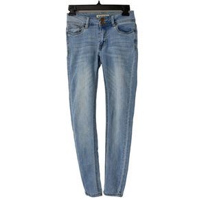 Women Encore Double Button Jeans Size 1 Jr Light Wash Stretch Skinny 5023 Crop